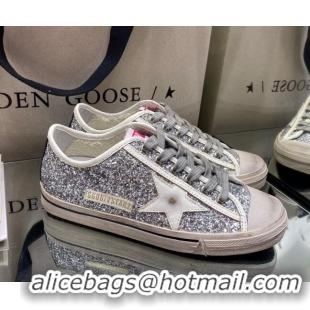 Low Cost Golden Goose V-Star Sneakers In Silver Glitter 1029052