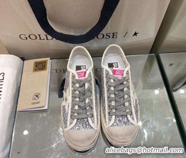 Low Cost Golden Goose V-Star Sneakers In Silver Glitter 1029052