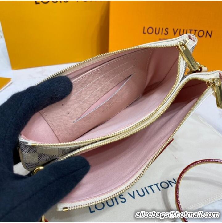 Good Quality Louis vuitton Damier Azur Canvas DOUBLE ZIP POCHETTE M80084