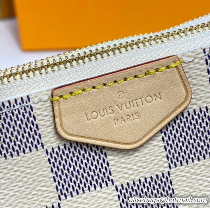 Good Quality Louis vuitton Damier Azur Canvas DOUBLE ZIP POCHETTE M80084