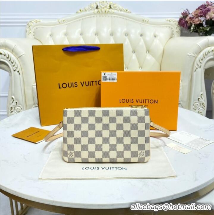 Good Quality Louis vuitton Damier Azur Canvas DOUBLE ZIP POCHETTE M80084