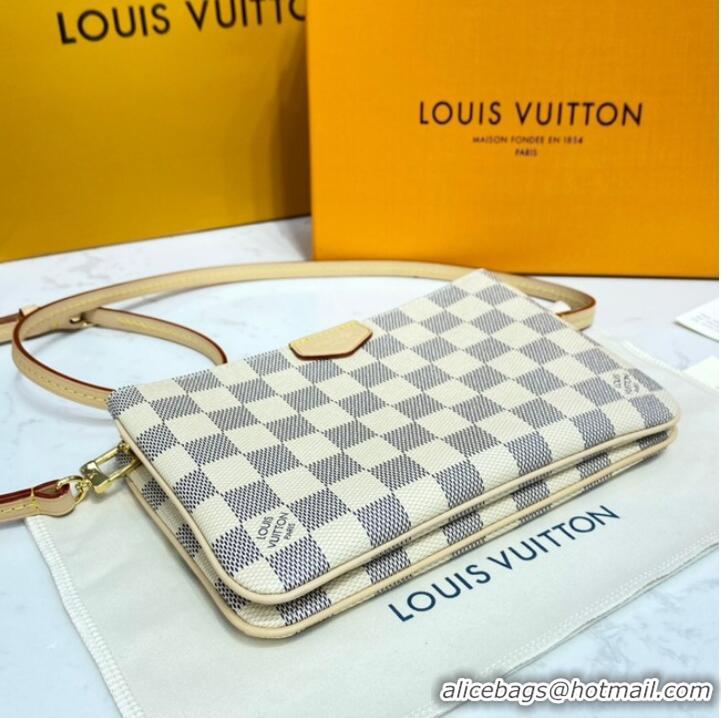 Good Quality Louis vuitton Damier Azur Canvas DOUBLE ZIP POCHETTE M80084