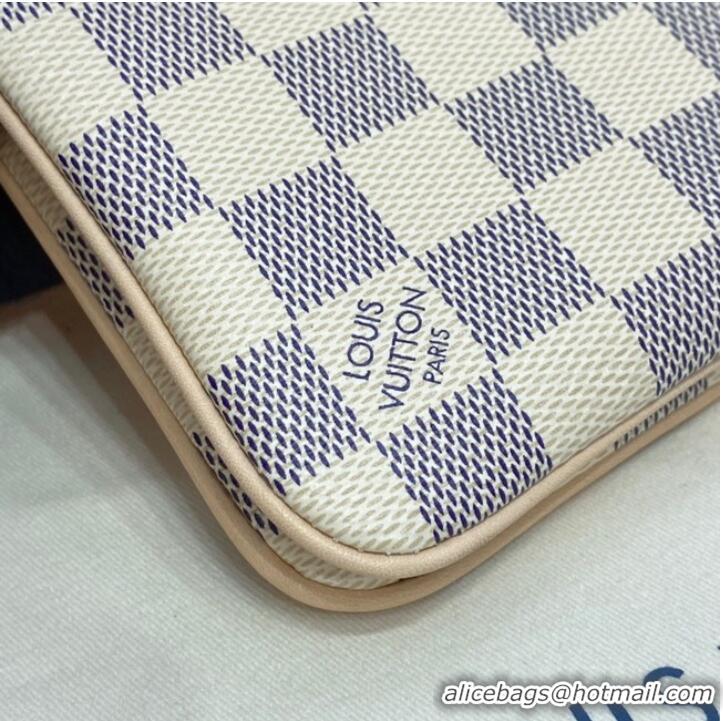 Good Quality Louis vuitton Damier Azur Canvas DOUBLE ZIP POCHETTE M80084