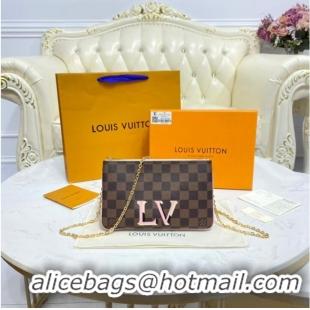 Luxurious Louis vuitton Damier Ebene Canvas DOUBLE ZIP POCHETTE M80084