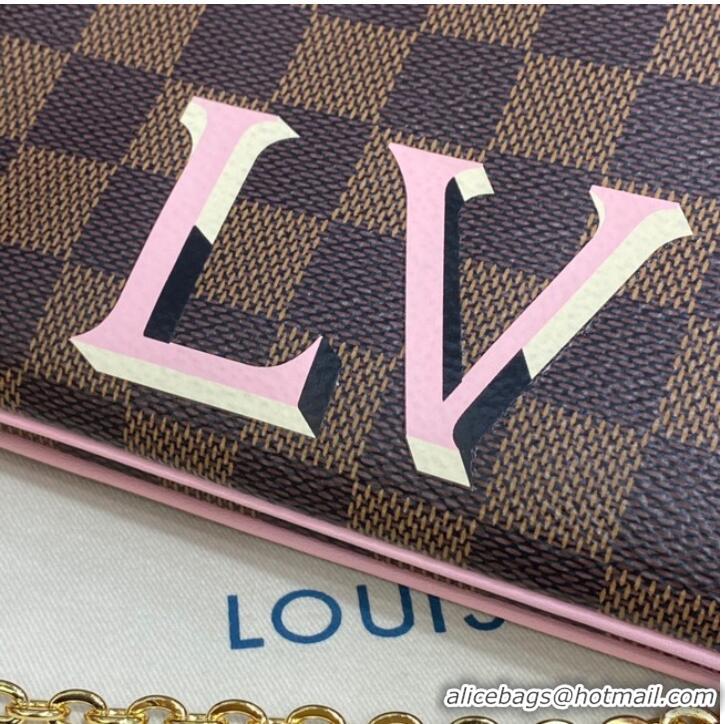 Luxurious Louis vuitton Damier Ebene Canvas DOUBLE ZIP POCHETTE M80084