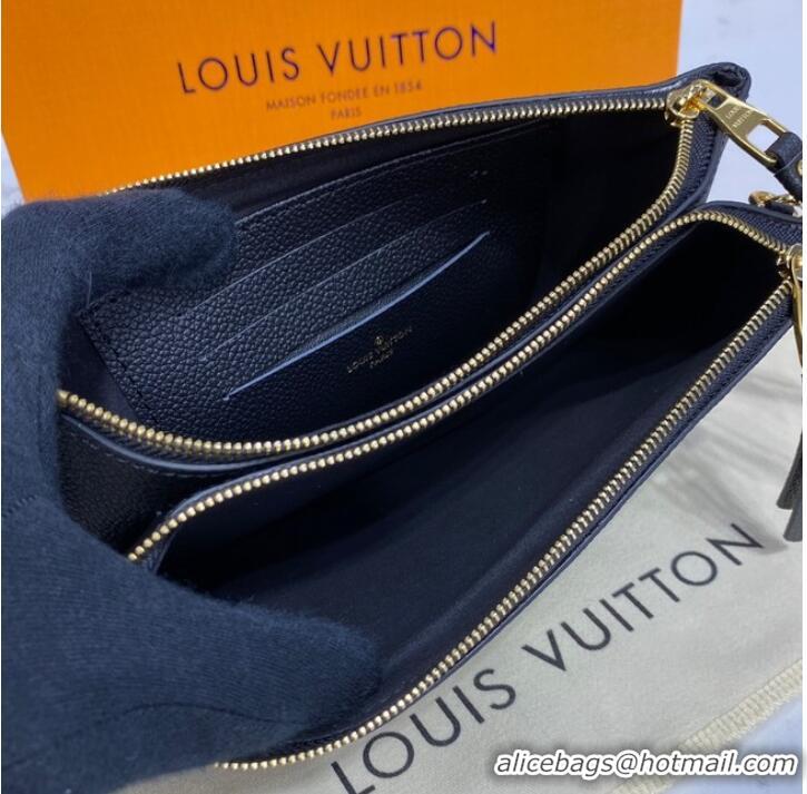 Buy Cheapest Louis vuitton Monogram Empreinte DOUBLE ZIP POCHETTE M80084 Black&Beige