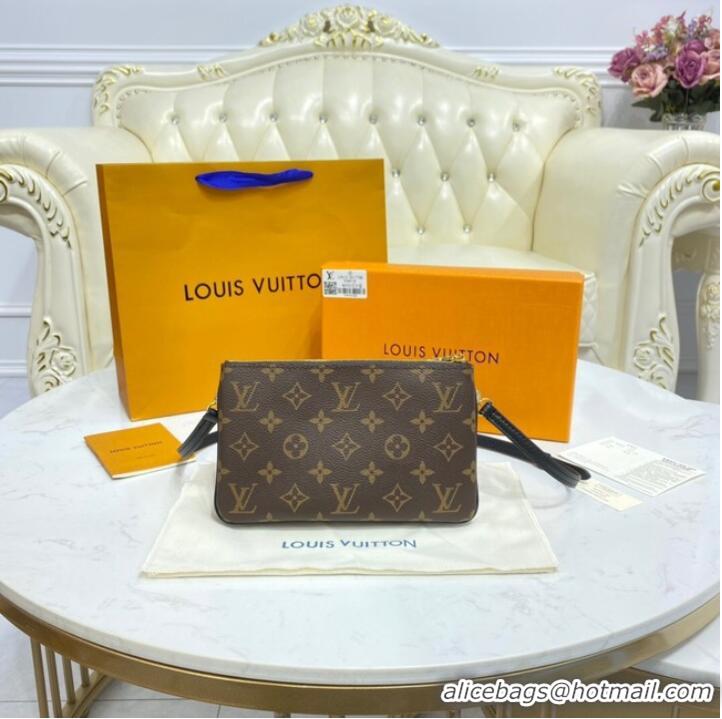 Buy Classic Louis vuitton Canvas DOUBLE ZIP POCHETTE M80084 brown