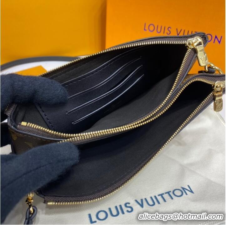 Buy Classic Louis vuitton Canvas DOUBLE ZIP POCHETTE M80084 brown