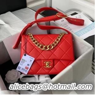 Buy Inexpensive Chanel leather Shoulder Bag AS2842 red