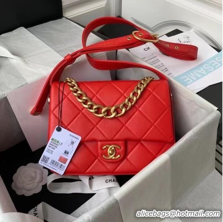 Buy Inexpensive Chanel leather Shoulder Bag AS2842 red