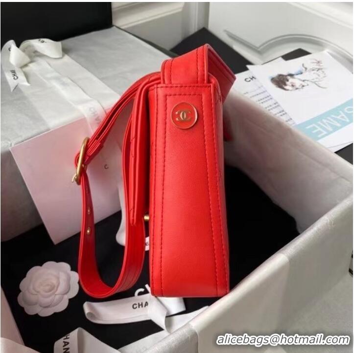 Buy Inexpensive Chanel leather Shoulder Bag AS2842 red