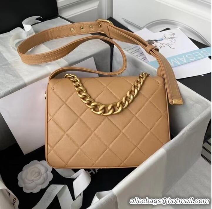 Famous Brand Chanel leather Shoulder Bag AS2842 Apricot