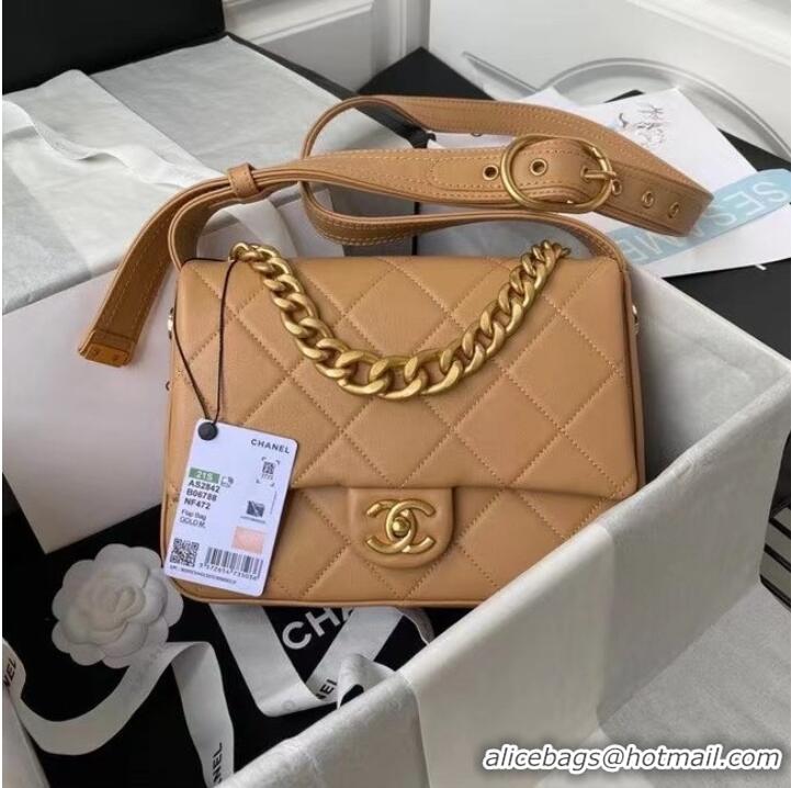 Famous Brand Chanel leather Shoulder Bag AS2842 Apricot