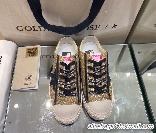 Top Quality Golden Goose V-Star Sneakers In Gold Glitter 1029054