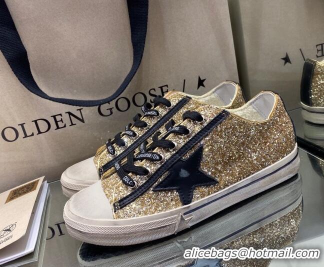 Top Quality Golden Goose V-Star Sneakers In Gold Glitter 1029054