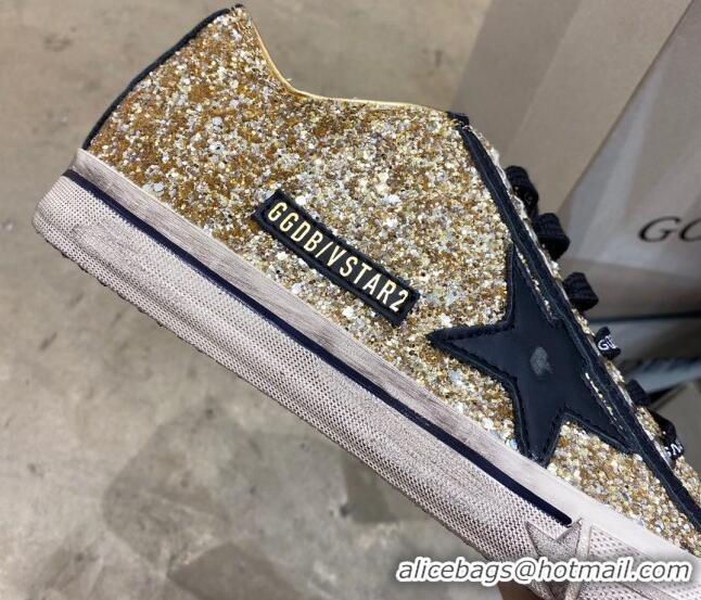 Top Quality Golden Goose V-Star Sneakers In Gold Glitter 1029054