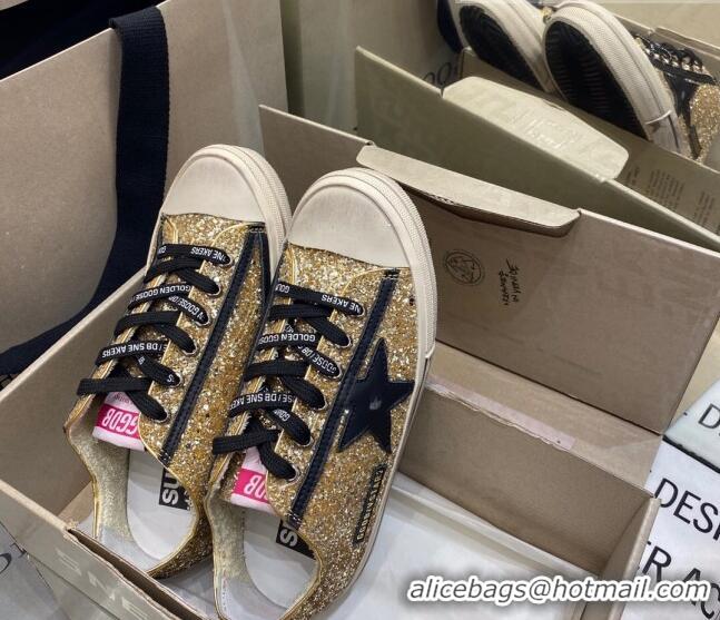 Top Quality Golden Goose V-Star Sneakers In Gold Glitter 1029054