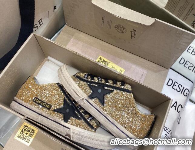 Top Quality Golden Goose V-Star Sneakers In Gold Glitter 1029054