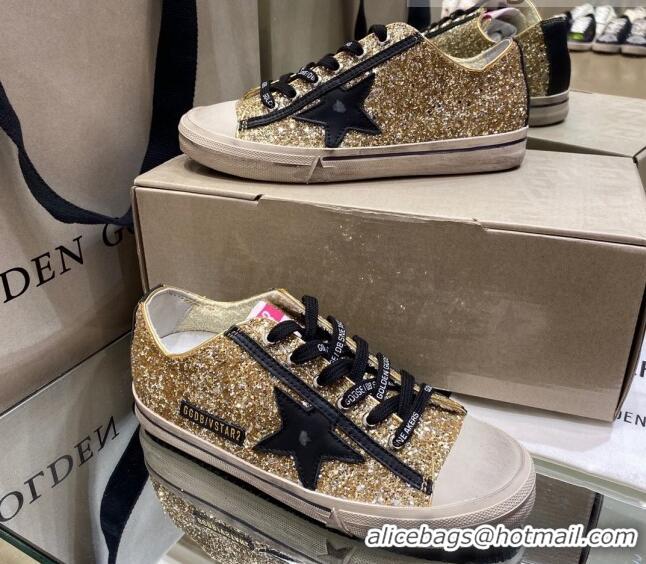 Top Quality Golden Goose V-Star Sneakers In Gold Glitter 1029054