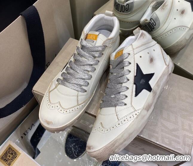 Good Quality Golden Goose Mid-Star Sneakers With Laminated Heel Tab and Glittery Laces 1029055