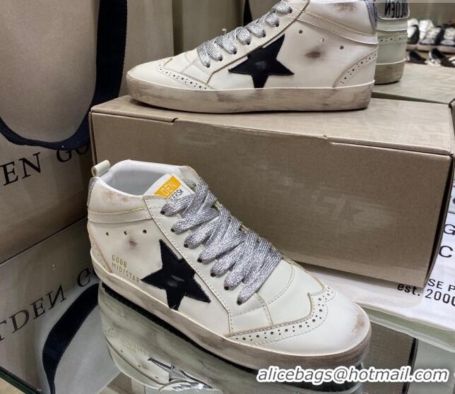 Good Quality Golden Goose Mid-Star Sneakers With Laminated Heel Tab and Glittery Laces 1029055