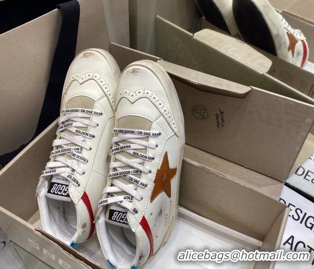 Discount Golden Goose Mid-Star Sneakers in White Leather with Brown Star 1029056