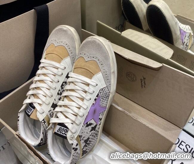 Top Design Golden Goose Mid-Star Sneakers in Snake-print Leather and Lavender Star 1029057