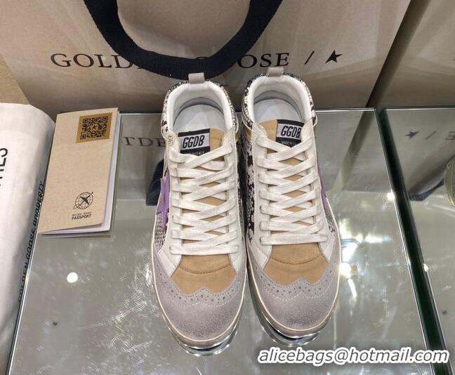 Top Design Golden Goose Mid-Star Sneakers in Snake-print Leather and Lavender Star 1029057