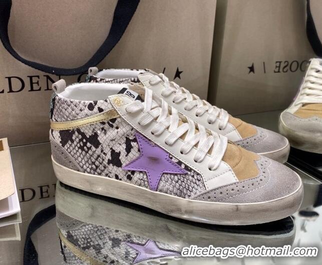 Top Design Golden Goose Mid-Star Sneakers in Snake-print Leather and Lavender Star 1029057