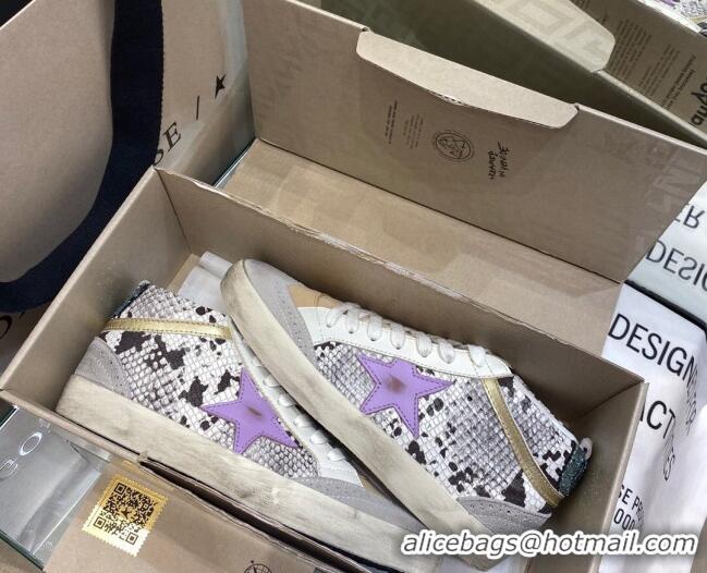 Top Design Golden Goose Mid-Star Sneakers in Snake-print Leather and Lavender Star 1029057