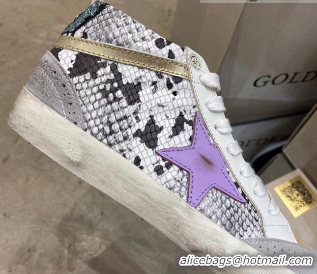 Top Design Golden Goose Mid-Star Sneakers in Snake-print Leather and Lavender Star 1029057