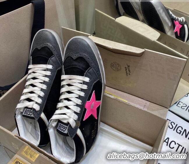 Pretty Style Golden Goose Mid-Star Sneakers in Black Suede with Rosy Star 1029058