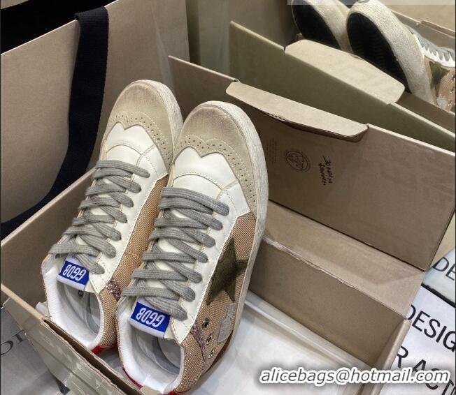 Top Grade Golden Goose Mid-Star Sneakers in Beige Mesh and White Leather 1029060