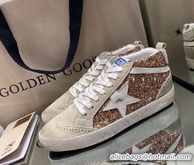 Unique Style Golden Goose Mid-Star Sneakers in Pink-gold Glitter 1029061