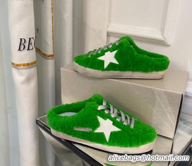 Purchase Golden Goose Super-Star Sequins & Shearling Sneakers Mules Green 1029063