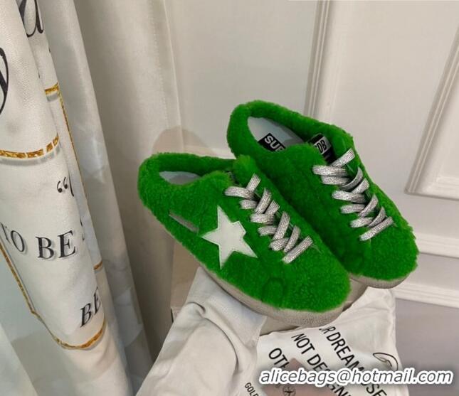 Purchase Golden Goose Super-Star Sequins & Shearling Sneakers Mules Green 1029063