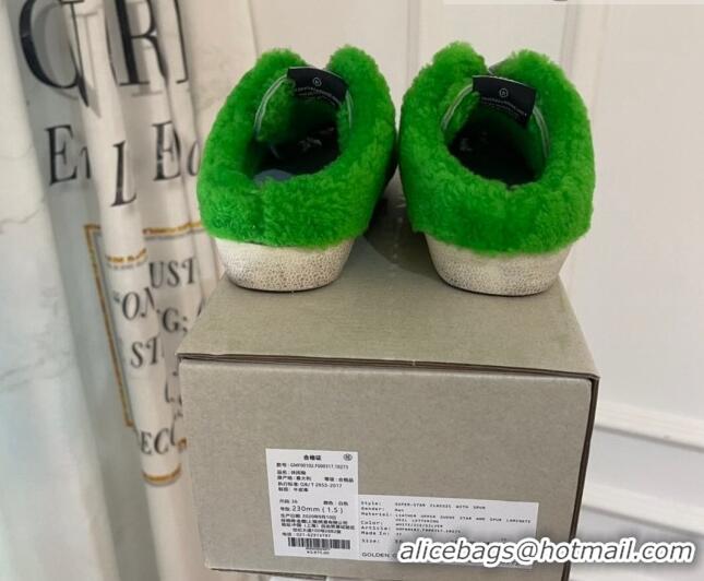 Purchase Golden Goose Super-Star Sequins & Shearling Sneakers Mules Green 1029063