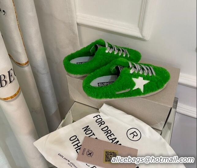 Purchase Golden Goose Super-Star Sequins & Shearling Sneakers Mules Green 1029063