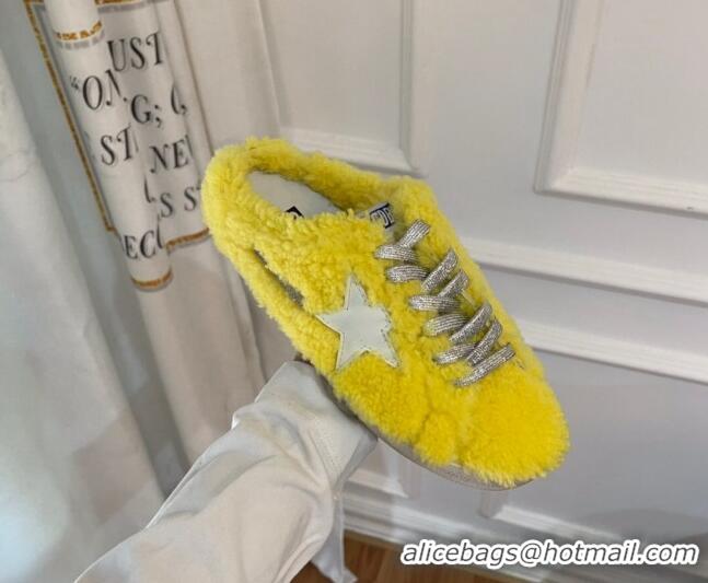 Good Looking Golden Goose Super-Star Sequins & Shearling Sneakers Mules 1029063 Yellow