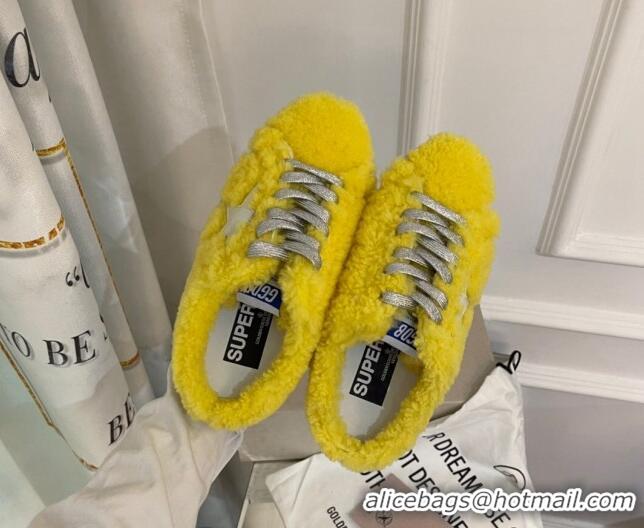 Good Looking Golden Goose Super-Star Sequins & Shearling Sneakers Mules 1029063 Yellow