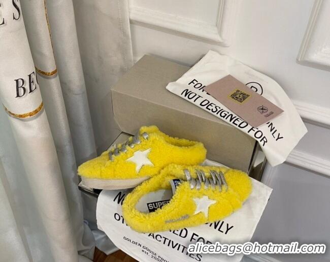 Good Looking Golden Goose Super-Star Sequins & Shearling Sneakers Mules 1029063 Yellow