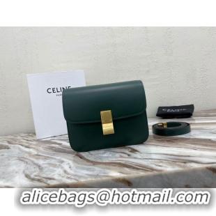 Luxury Discount Celine Classic Box Teen Flap Bag Original Calfskin Leather 3379 Dark Green