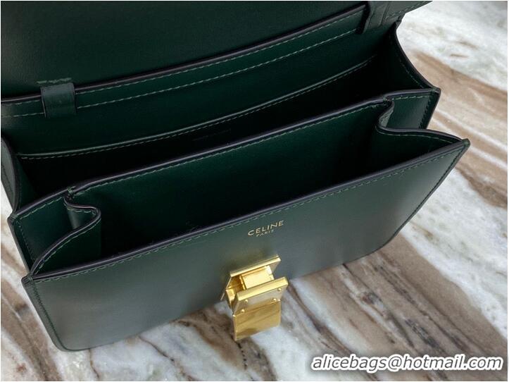 Luxury Discount Celine Classic Box Teen Flap Bag Original Calfskin Leather 3379 Dark Green