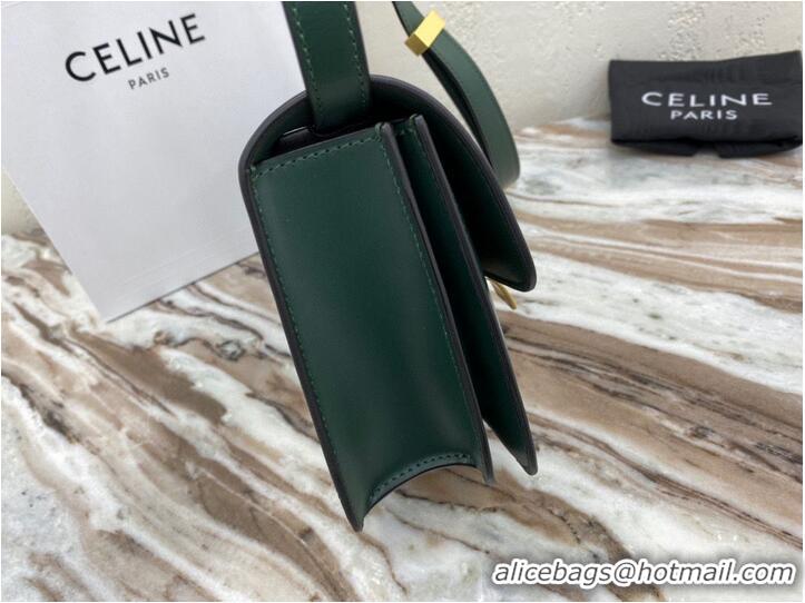 Luxury Discount Celine Classic Box Teen Flap Bag Original Calfskin Leather 3379 Dark Green