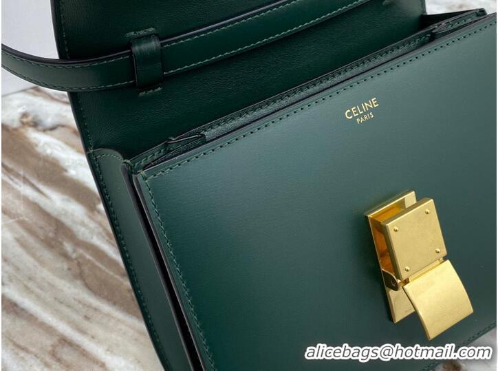 Luxury Discount Celine Classic Box Teen Flap Bag Original Calfskin Leather 3379 Dark Green