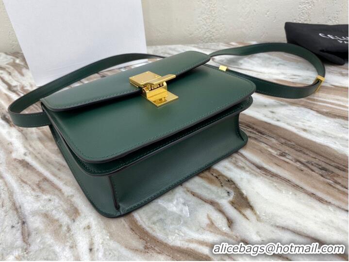 Luxury Discount Celine Classic Box Teen Flap Bag Original Calfskin Leather 3379 Dark Green