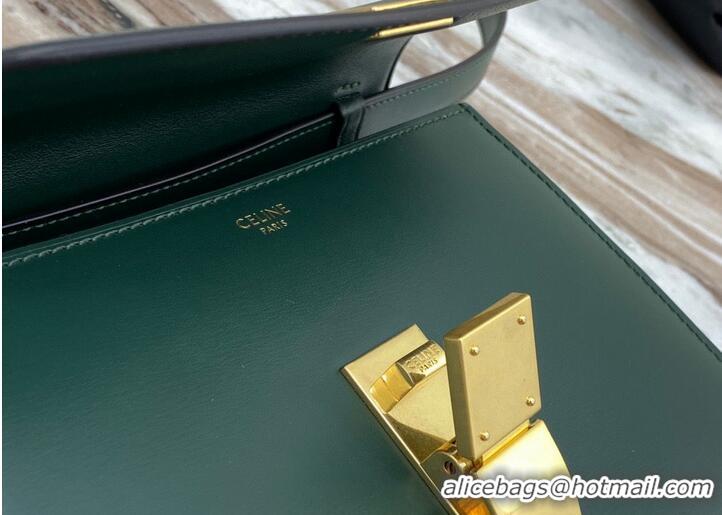 Luxury Discount Celine Classic Box Teen Flap Bag Original Calfskin Leather 3379 Dark Green