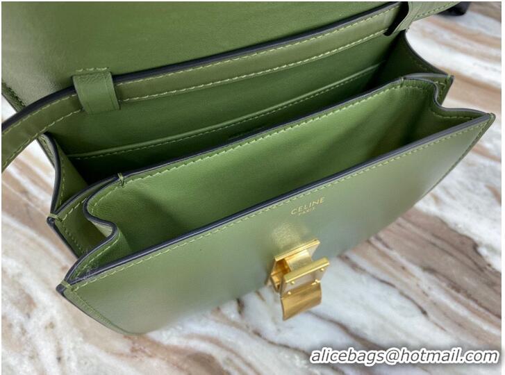 Good Product Celine Classic Box Teen Flap Bag Original Calfskin Leather 3379 Green