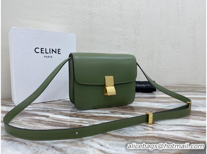 Good Product Celine Classic Box Teen Flap Bag Original Calfskin Leather 3379 Green