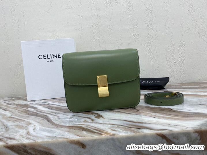 Good Product Celine Classic Box Teen Flap Bag Original Calfskin Leather 3379 Green